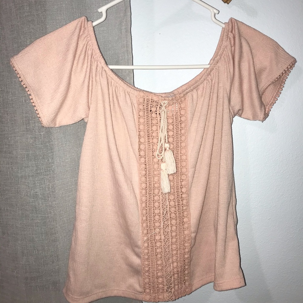 Off the shoulder Pink Shirt